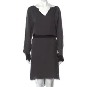 Gerard Darel 100% Silk Knee-Length Shift Dress Gray size 40